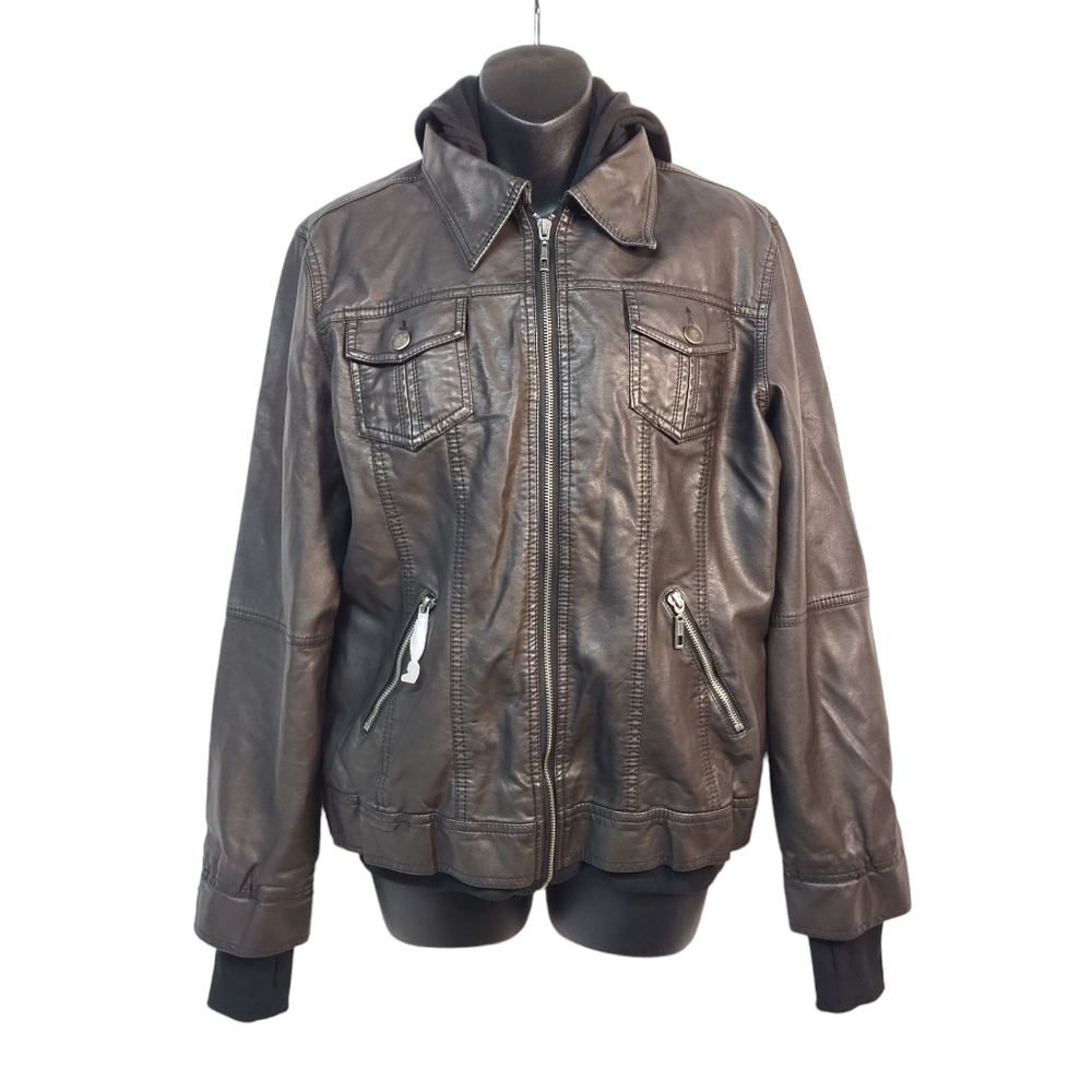LA Coalition Women's Black Faux Leather Jacket Size XL NWOT